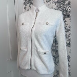 Adrienne Vittadini MWT women’s white zip front jacket size small